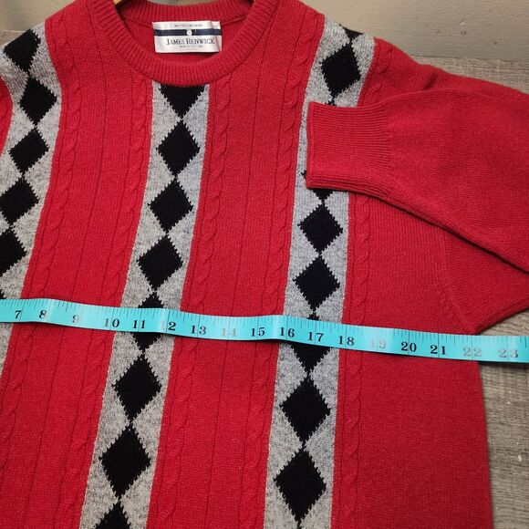 James Renwick Sweater Lambswool Argyle Made In Scotland Mens Large/42 - Picture 7 of 11